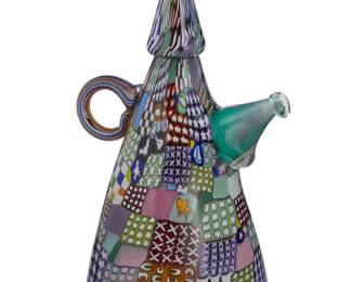 142 Richard Marquis (b. 1945) A 'Crazy Quilt' murrine glass teapot, 1986 Etched signature and date to underside: [c in a heart] / Marquis 9.125" H x 5.625" W x 4.625" D Estimate: $2,500 - $3,500