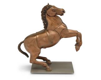 291 Miguel Ortiz Berrocal (1933-2006) "Caballo Casinaide," 1978-1979 Brass on nickel-plated steel base, articulated Edition: 640/2000 Signed and numbered on the base: Berrocal 14.5" H x 14" W x 7.125" D, dimensions variable Estimate: $1,500 - $2,500