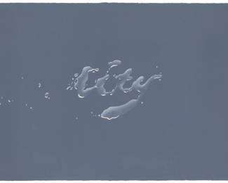 199 Ed Ruscha (b. 1937) "City," 1969 Lithograph in colors on calendered Rives paper Edition: 13/20 (there were also three artist's proofs) Signed, dated, and numbered in pencil along the lower edge: E. Ruscha 1969; inscribed in pencil on the verso: "calendered Rives;" Robert Rogers, prntr; Tamarind Lithography Workshop, Los Angeles, CA, pub., with the printer's and publisher's gray ink stamps, as well as the Tamarind pencil work number, 2536, all verso; Image/Sheet: 17" H x 24" W Estimate: $20,000 - $30,000