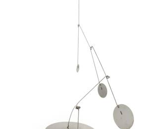 211 Jerome Kirk (1923-2019) Mobile kinetic sculpture Aluminum and wire, articulated Inscribed initials on lower counterbalance: JK 14.75" H x 12" W x 4.75" D, dimensions variable Estimate: $1,000 - $1,500