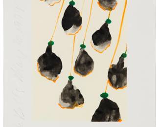 202 Donald K. Sultan (b. 1951) "Black Bells, May 20, 1995," 1995 Screenprint in colors on wove paper Edition: AP 8/15, aside from the edition of 100 Initialed, titled, and dated in pencil along the left margin: DS / May 20 1995; inscribed "AP" and numbered in pencil in the lower right margin corner; Watanabe Studio, Ltd., Brooklyn, NY, prntr. Image: 11.5" H x 8.125" W; Sheet: 18" H x 13" W Estimate: $500 - $700