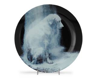 388 William Wegman (b. 1943) A porcelain plate for Swid Powell, 1995 Printed to underside: Swid Powell / William Wegman [script] / Dusted, 1982 / Polacolor Print / for The Art Matters Catalog ™ Within original factory box Plate: 1.375" H x 12" Dia.; Box: 1.625" H x 12.625" W x 12.625" D Estimate: $600 - $800