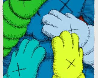 353 KAWS (b. 1974) Untitled, one plate from the "Urge" portfolio, 2020 Screenprint in colors on wove paper Edition: AP 43/50 (there were also 250 signed, dated, and numbered in pencil) Signed, dated, numbered and inscribed in pencil in the lower margin: KAWS..20; the artist, New York, NY, pub. Image: 11.25" H x 8.625" W; Sheet: 17" H x 12.75" W Estimate: $1,000 - $1,500
