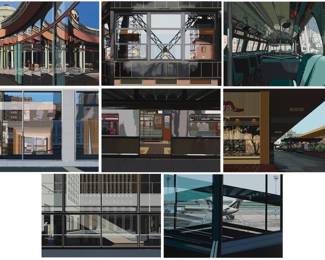 16 Richard Estes (b. 1932) "Urban Landscapes No. 3," portfolio, 1981 The complete set of eight screenprints in colors on Fabriano paper Edition: 122/250 (there were also 15 artist's proofs) Each signed and numbered in pencil in the lower margin: Richard Estes; together with the justification page; Michael Domberger, prntr., with his blindstamp in the lower left margin corner of each screenprint; Parasol Press, Ltd., New York, pub.; each of the screenprints within original individual paper folders; all housed within the original green cloth-covered portfolio-box Image of each: 14.125" H x 20.125" W; Sheet of each: 19.75" H x 27.625" W Estimate: $7,000 - $10,000