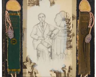 165 Lezley Saar (b. 1953) "Remember Uncle August the Unhappy Inventor?," 2002 Mixed media assemblage on altered book Signed, titled, and dated on a label affixed verso 15" H x 11" W x 2" D Estimate: $2,000 - $3,000