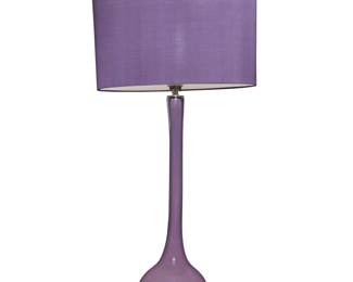 322 A Porta Romana blown glass 'Gourd' table lamp Circa 2010 Marked in the light socket casting: PR; with label applied to shade: PORTA ROMANA The single-light lamp with acrylic base and fabric shade, electrified Lamp: 26" H x 7" Dia.; Shade: 11" H x 15" W x 8.5" D Estimate: $300 - $500