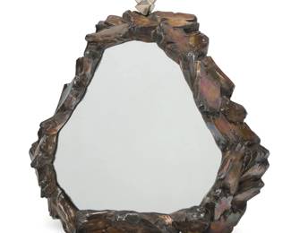 52 A Modernist silvered bronze mirror Mid-20th century Unmarked 25.75" H x 21.25" W x 5.75" D Estimate: $500 - $700