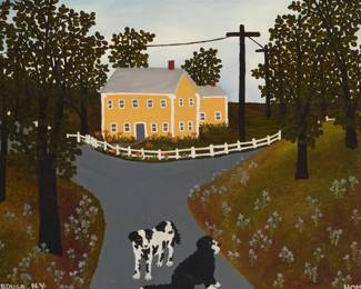 240 Jessie Homer French (b. 1940) "Medusa, N.Y.," 1982 Oil on canvas Signed and titled lower right and lower left, respectively: Homer; signed and titled again, dated, and inscribed with the copyright insignia on the stretcher: "by Homer / 'Medusa, N.Y.' / Copyright © 1982 / Homer Handling Corp." 12.25" H x 16.75" W x 2.75" D Estimate: $3,000 - $5,000