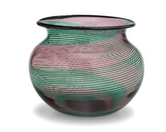 140 A Barovier & Toso art glass vase Mid/late 20th century Etched to underside: Barovier / + Toso / Murano 4.75" H x 5.875" Dia. Estimate: $400 - $600