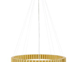 411 A Lee Broom 'Carousel' XL pendant light Early 21st century With factory stamp to one light Comprising 60 gold-toned finished metal lights and conforming escutcheon joined by steel wires, electrified 62.5" H x 45.25" Dia. Estimate: $1,500 - $2,000