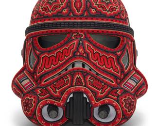 367 Rick (CHROMA) Wolfryd (b. 1953) "Storm Trooper Helmet," 2025 Photopolymer resin and beads Edition: AP Signed, dated, titled, and inscribed to underside: Chroma aka Rick Wolfryd / [illustrated rebus] 12" H x 12" W x 11.5" D Estimate: $600 - $900
