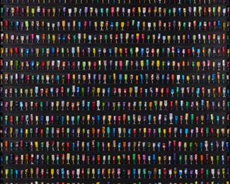 331 Joanne Tinker (b. 1969) "Goblets XXIX" Chocolate and sweet aluminum foils, adhesive, and wood Signed and titled verso: Joanne Tinker 34" H x 34" W Estimate: $700 - $900