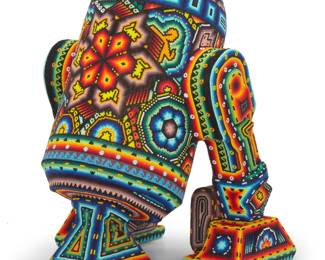 366 Rick (CHROMA) Wolfryd (b. 1953) "R2D2," 2025 Photopolymer resin and beads Edition: AP Signed, dated, titled, and inscribed to underside: Chroma aka Rick Wolfryd / [illustrated rebus] 16" H x 11.5" W x 12" D Estimate: $600 - $900