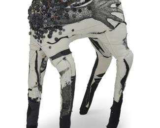 416 Camilla Taylor (b. 1981) "He Never Came Back" II, 2010 Relief print on fabric, ephemera, steel Signed, dated, and titled: C. Taylor / '10 / HNCB II 29" H x 18" W x 10" D Estimate: $400 - $600