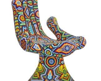 357 Rick (CHROMA) Wolfryd (b. 1953) After Pedro Friedeberg "Hot Seat: Magic Hands Series," 2022 Photopolymer resin and beads Edition: AP Signed, dated, titled, and inscribed to underside: CHROMA aka Rick Wolfryd / ARTIST'S PROOF / INSPIRED BY GREAT ARTIST PEDRO FRIEDEBERG / +CHROMA DREAMS! 32.25" H x 23.25" W x 28" D Estimate: $3,000 - $4,000