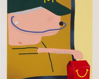 334 Oli Epp (b. 1994) "Carpe Diem," 2018 Screenprint in colors on Somerset wove paper Edition: A printer's proof aside from the edition of 30 Signed and inscribed "P.P." in pencil in the lower margin: O. Epp; titled on a certificate of authenticity attached to the frame's backing paper; Jealous Gallery, London, England, prntr. and pub. Image: 23.75" H x 18.25" W; Sight: 26.75" H x 21.375" W Estimate: $800 - $1,200