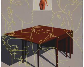 206 Richard Pettibone (1938-2024) "Picasso, Table and Nude," 1982 Oil on canvas Signed and dated lower right: Richard Pettibone 1982; dated again and titled on a gallery label affixed to the stretcher 12" H x 12" W x 1.5" D Estimate: $15,000 - $20,000