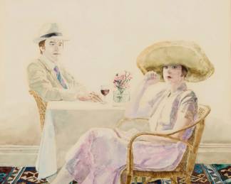 242 David Remfry (b. 1942) "Dr. Froude and Companion," 1981 Watercolor and pencil on paper Signed and dated in the lower right: David Remfry 1981; titled on a gallery label affixed to the frame's backing board Sight: 37" H x 26.25" W Estimate: $700 - $1,000