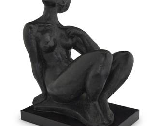35 Charles Umlauf (1911-1994) Seated nude woman Patinated bronze on metal plinth Signed in the casting: C. UMLAUF Overall: 20.75" H x 17.25" W x 11.75" D; Bronze: 20.75" H x 16.25" W x 10.5" D Estimate: $3,000 - $5,000
