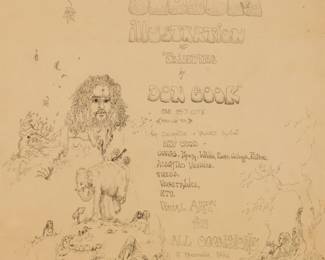 254 Don Cook (20th Century) Illustrated advertisement, circa 1960s Ink on paper Signed, at center, as part of the self-promoting advertisement: Don Cook Sight: 17.25" H x 14.5" W Estimate: $500 - $700
