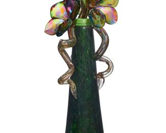 144 Dale Chihuly (b. 1941) An art glass 'Venetians' series floral sculpture, 2023 Etched signature and date: Chihuly / 23 Including a box with the shipping label from Chihuly's studio Award: 15.75" H x 6.75" Dia.; Box: 21.25" H x 16.5" W x 16.5" D Estimate: $1,000 - $1,500