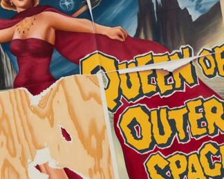 154 William Maul (b. 1954) "Man's First Flight to Venus - The Female Planet," 2007 Oil on canvas Signed and dated verso: W. Maul / 07; signed again on the canvas overlap; titled on two labels affixed to the stretcher 42" H x 30" W Estimate: $500 - $700