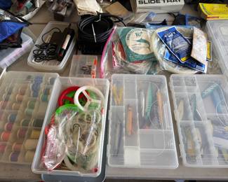Tackle fishing boxes. Fishing lures. 