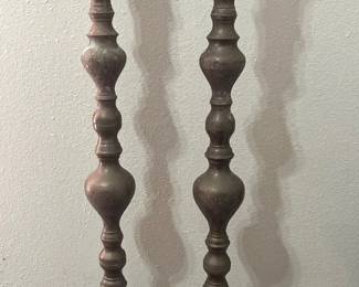 Pair of 40 Etched Brass Floor Candlesticks  From Ministers Estate