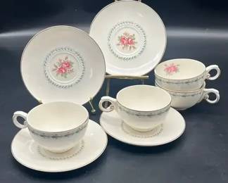 Four Teacups And saucers, Mount VernonHarmony House pattern Made In USA Hall China