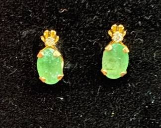 14k Gold Emerald Earrings