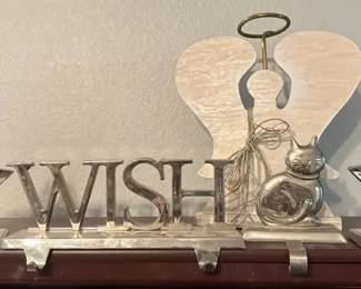 Decorative Wish Shelf Sitter Sign with Stars  Heart Accent  Rustic Home Dcor Stocking Holders