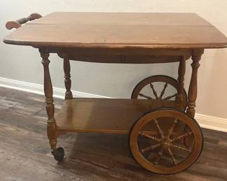 Vintage Ethan Allen Foldable Tea Cart, Solid Wood