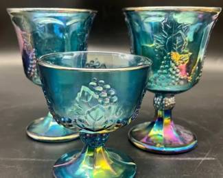 Indiana Glass Company  Harvest  pattern blue carnival glass