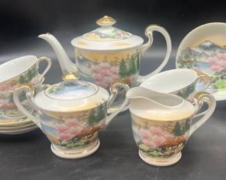 Vintage Japanese Kutani tea set Marked By Hayashi 