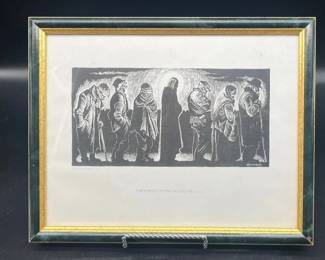 Framed 1952 Fritz Eichenberg Religious Figural Print
