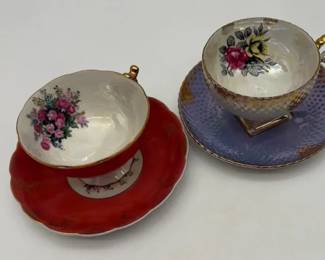Vintage Porcelain Teacups  Saucers