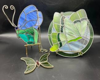 Stained Glass Butterfly Garden Hangings