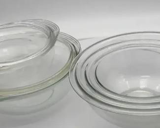 Clear Glass Pyrex Nesting Bowl Set Covered Baking Set Lot