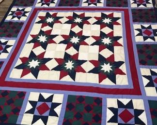 Vintage Hand Sewn Quilt In Striking Colors