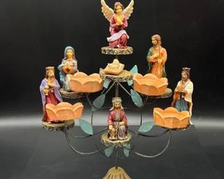 Vintage Nativity Candle Holder