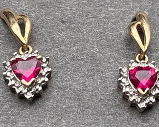 Ruby 10k Gold Drop Earrings