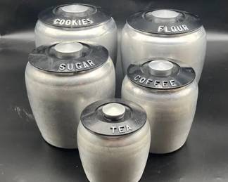 Kromex spun aluminum canister set from the 1950s.