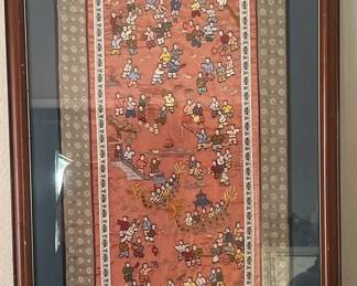Chinese silk embroidery panel depicting the  Hundred Children  scene