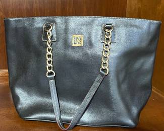 DOONEY & BOURKE BLACK LEATHER SAFFIANO TOTE