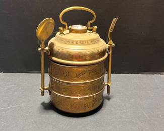 BRASS THREE-TIER TIFFIN CARRIER
