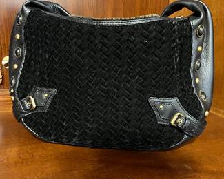 COLE HAAN VILLAGE WEAVE BLACK BOHO BAG