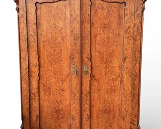Antique Satinwood Wardrobe with Carved Accents