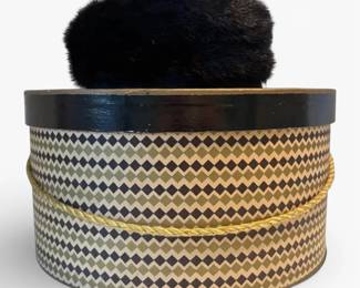 Black Fur Pillbox Hat w Elders Dayton O. Box