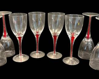 Red Filament Tear Drop Wine Glasses