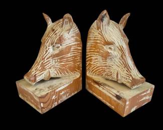 Carved Boar Bookends  Made In Spain